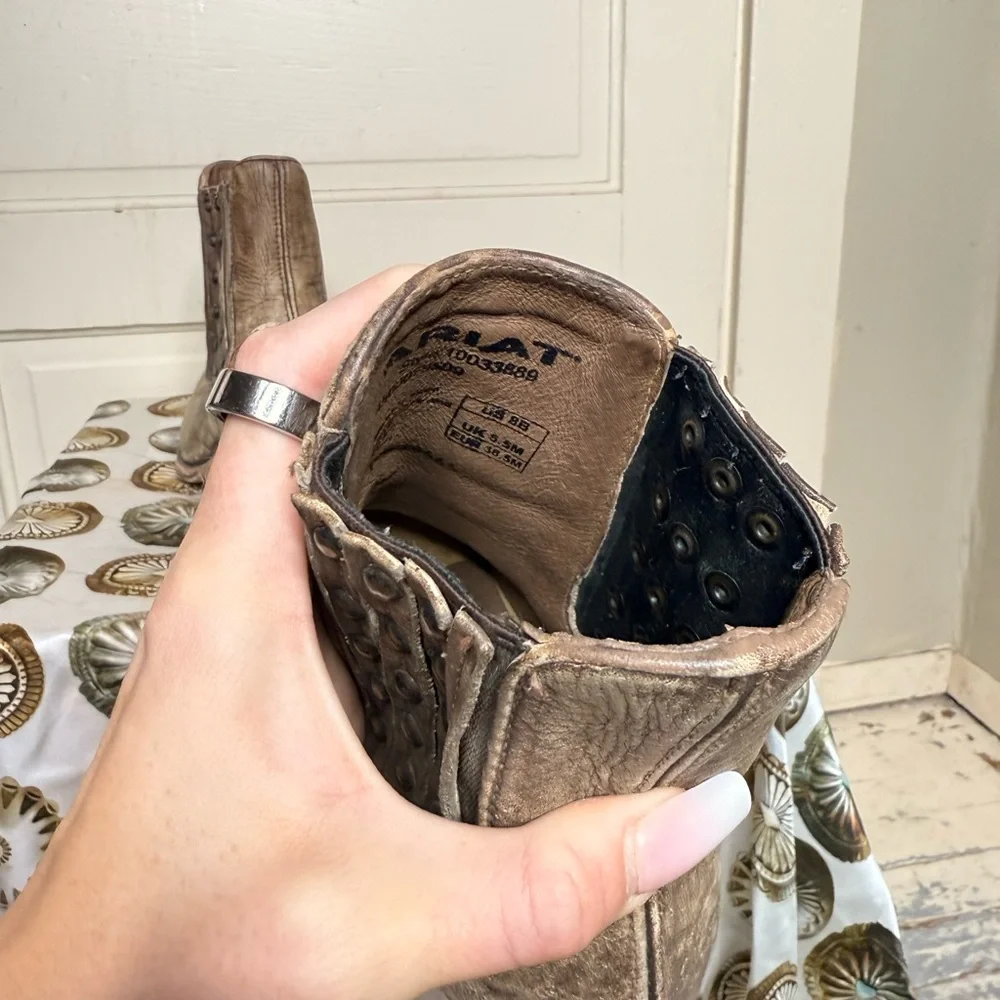 Ariat Brown Ankle Boots with Studded Detail - Picture 3 of 4